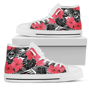 Guam Pink Black Hibiscus High Top Shoe