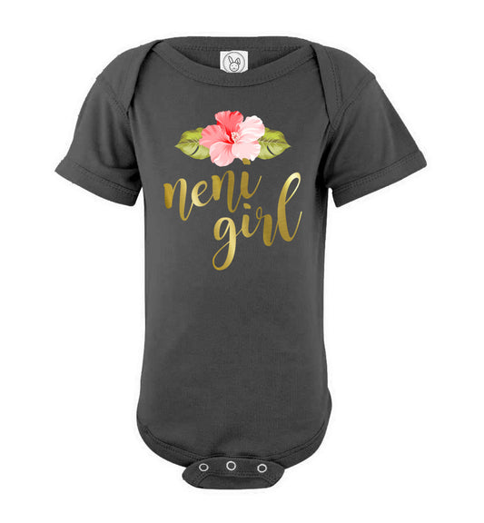 Gold Neni Girl Hibiscus Chamorro Baby Bodysuit
