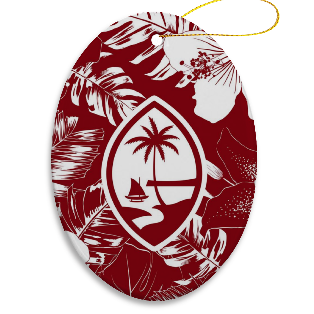 Guam Red Hibiscus Christmas Oval Ornament