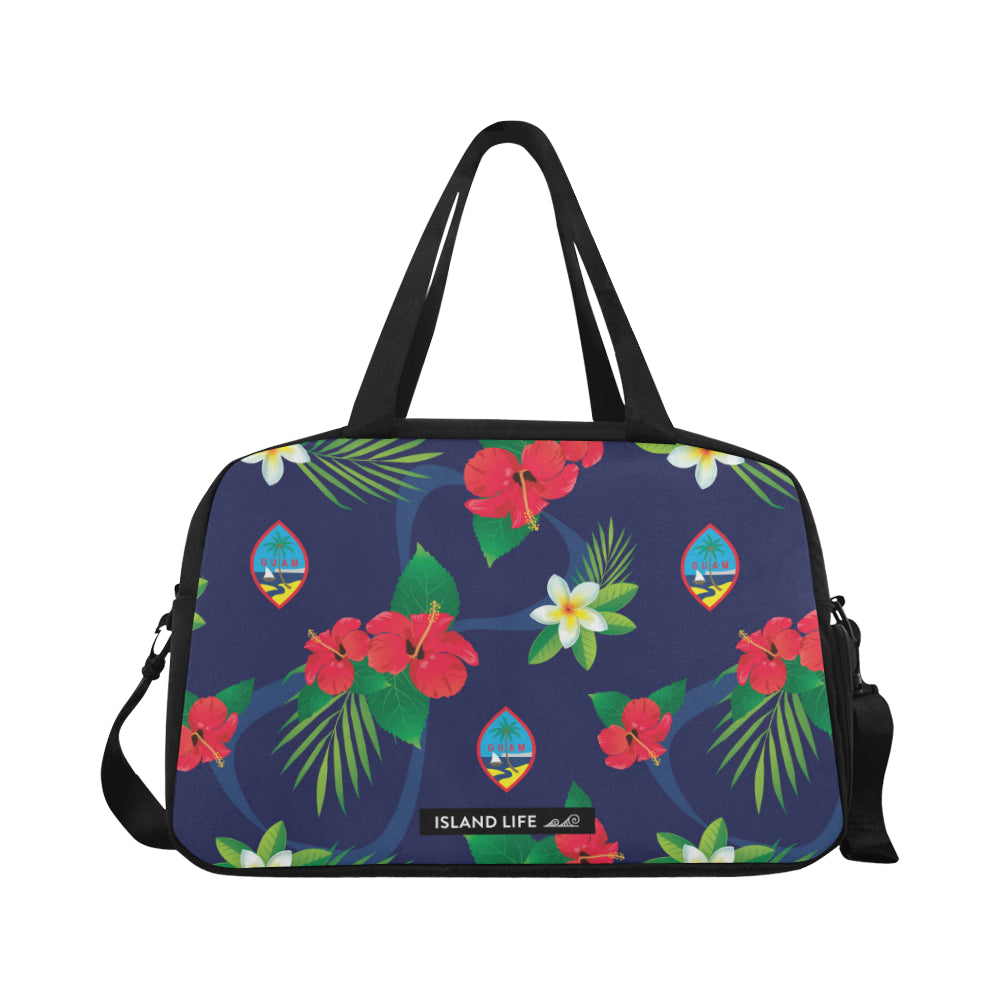 Guam Flag Flowers Fitness Gym Bag