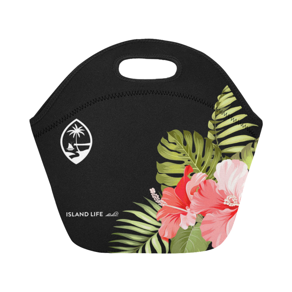 Guam Pink Hibiscus Art Neoprene Lunch Bag Small