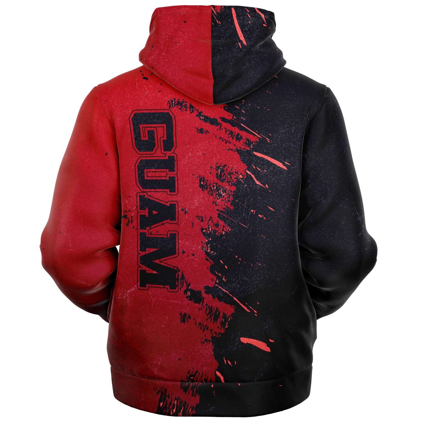 Guam Red Brush Stroke Microfleece Hoodie Jacket