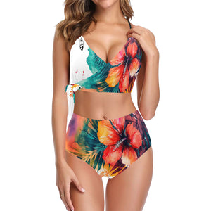 Guam Hibiscus Watercolor Side Knot Bikini Swimsuit