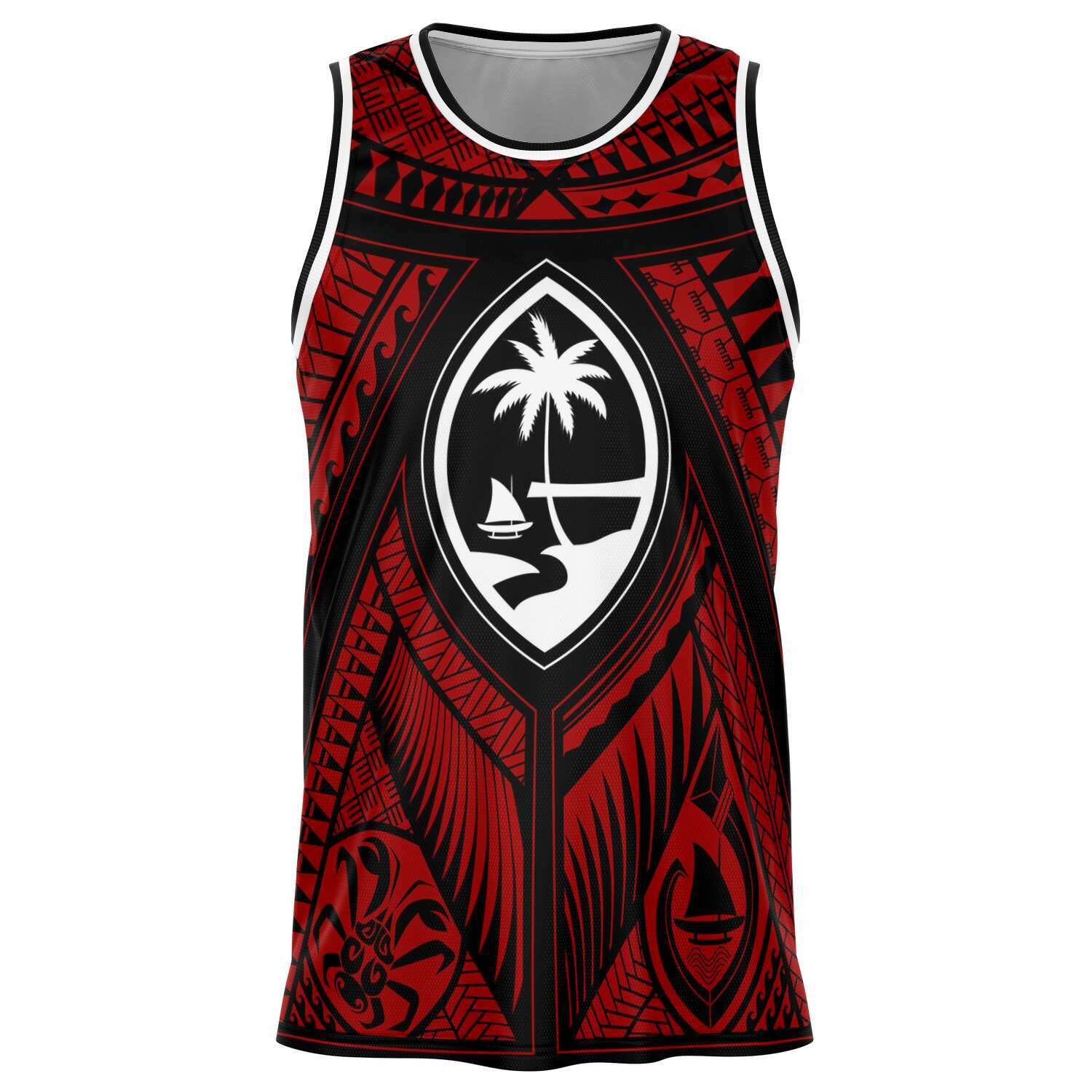 Source Sublimation Jersey Basketball Red Polynesia Tribal Print