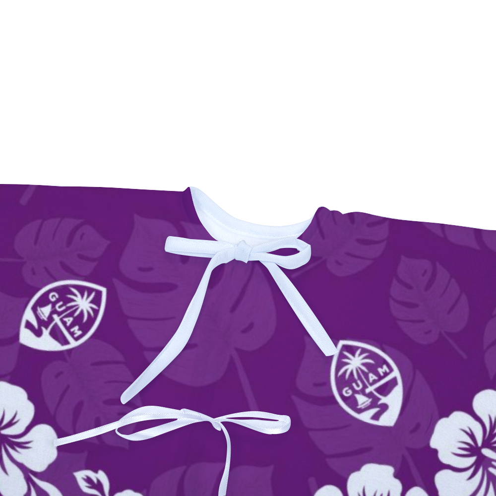 Guam Classic Purple Hibiscus Fringed Christmas Tree Skirt