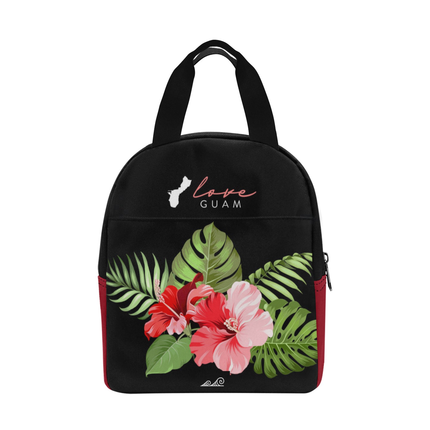 Love Guam Red Hibiscus Zipper Lunch Bag