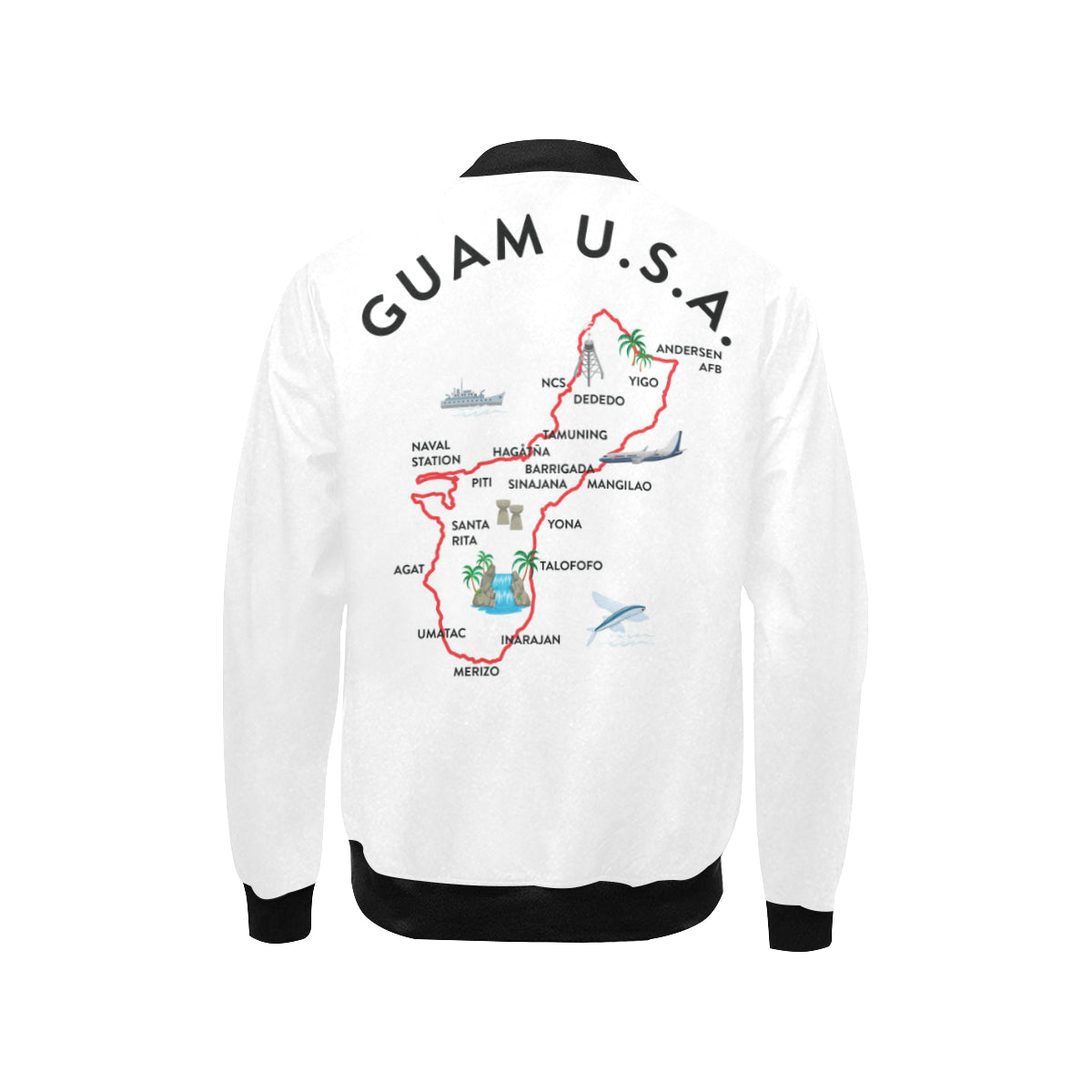 Kids Guam Map White Bomber Jacket