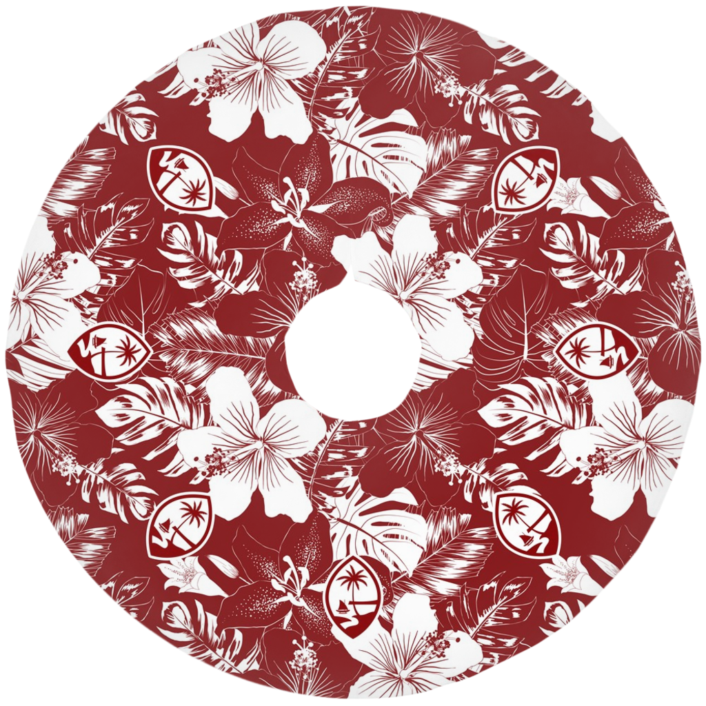 Guam Red Hibiscus Christmas Tree Skirt