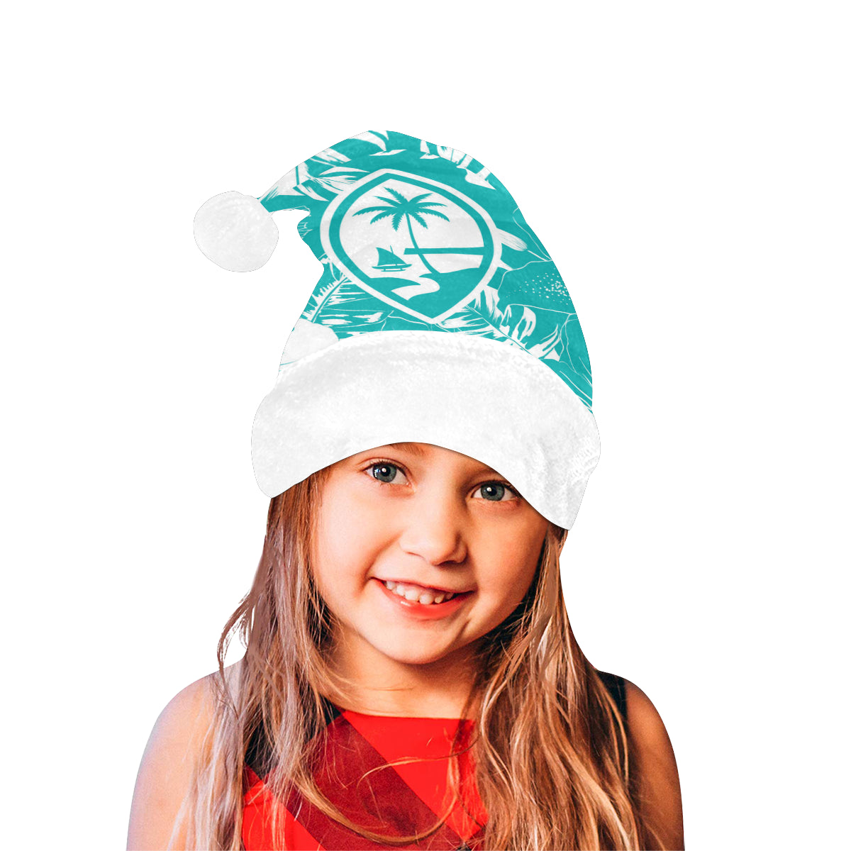 Guam Teal Hibiscus Santa Hat Santa Hat