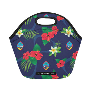 Guam Flag Flowers Neoprene Lunch Bag Small