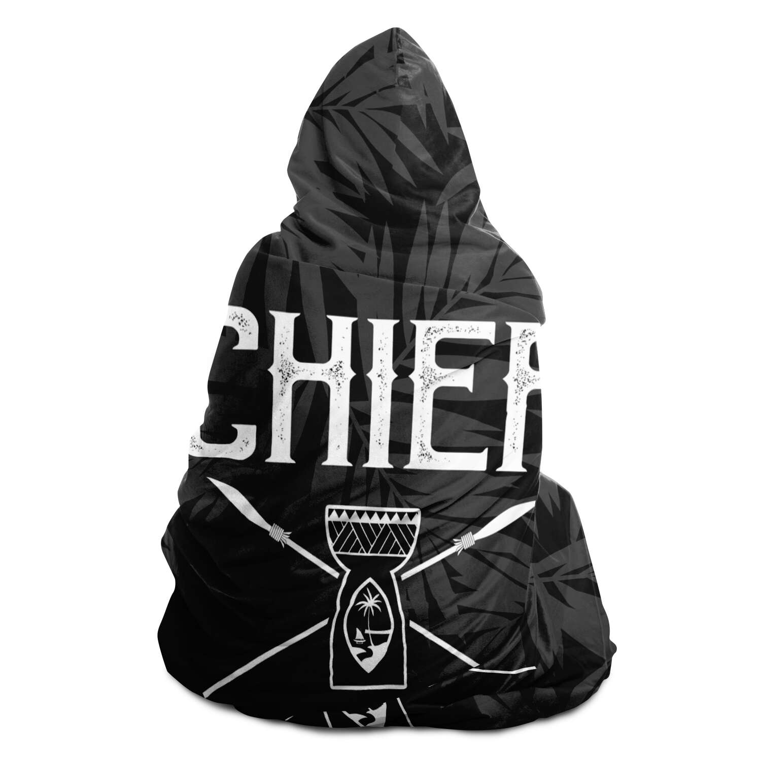 Chief Guam Black Premium Sherpa Hooded Blanket