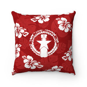 CNMI Classic Red Hibiscus Faux Suede Square Pillow Case