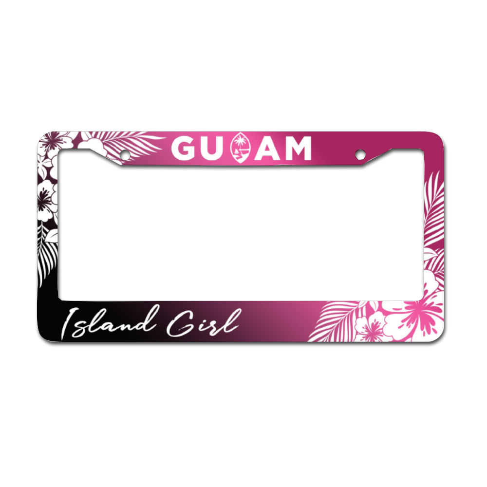 Guam Tropical Hibiscus Pink Aluminum License Plate Frame