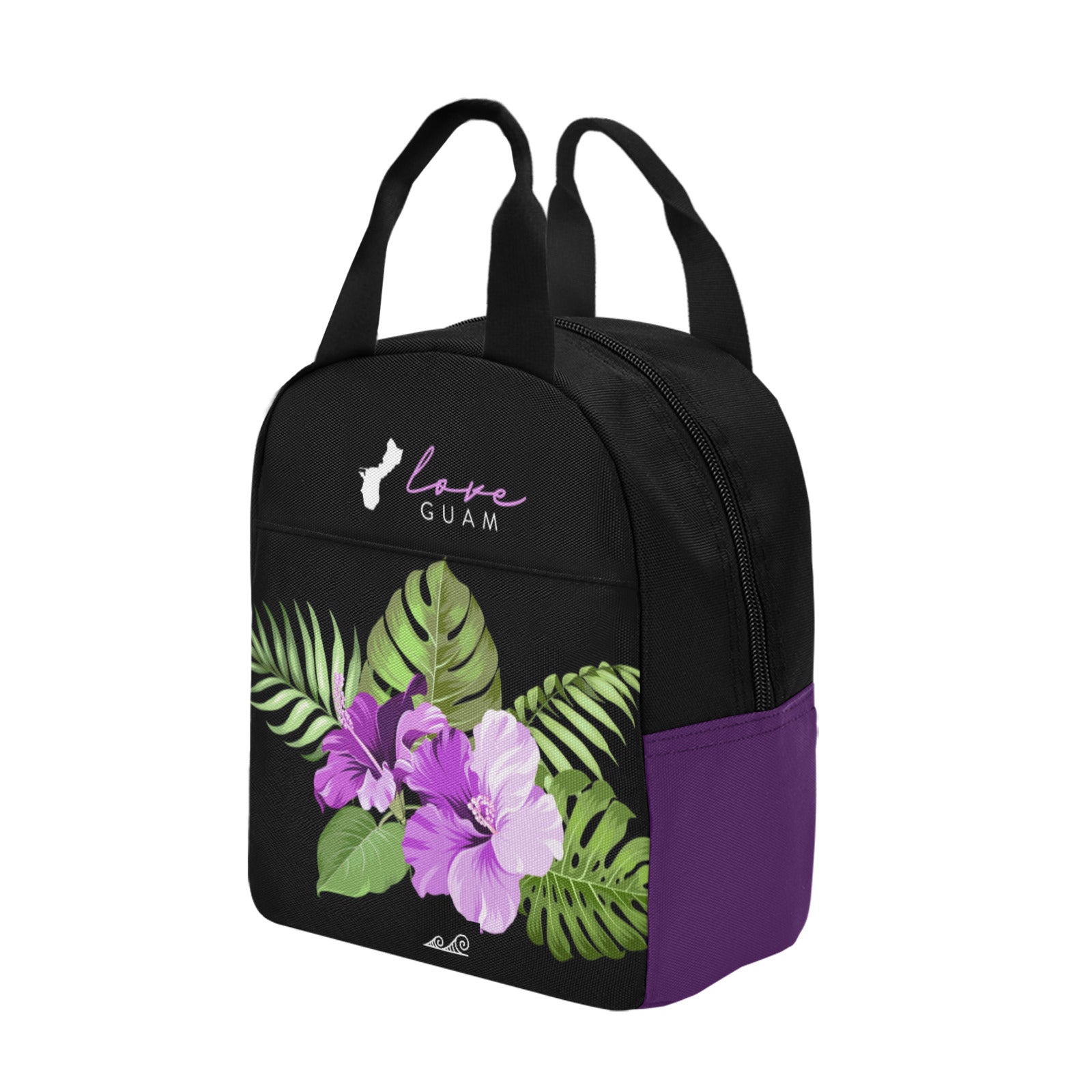 Love Guam Purple Hibiscus Zipper Lunch Bag