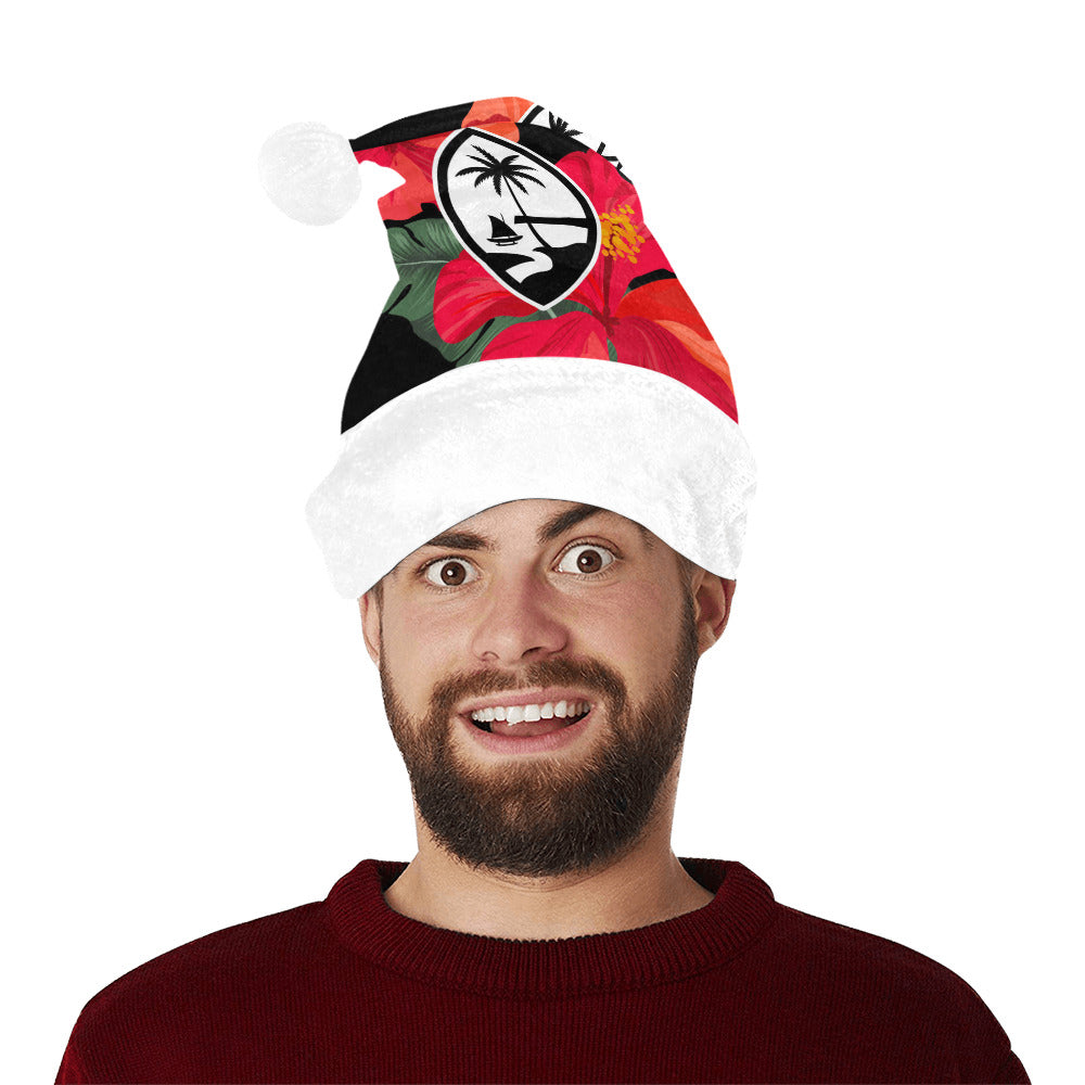 Guam Hibiscus Paradise Black Santa Hat