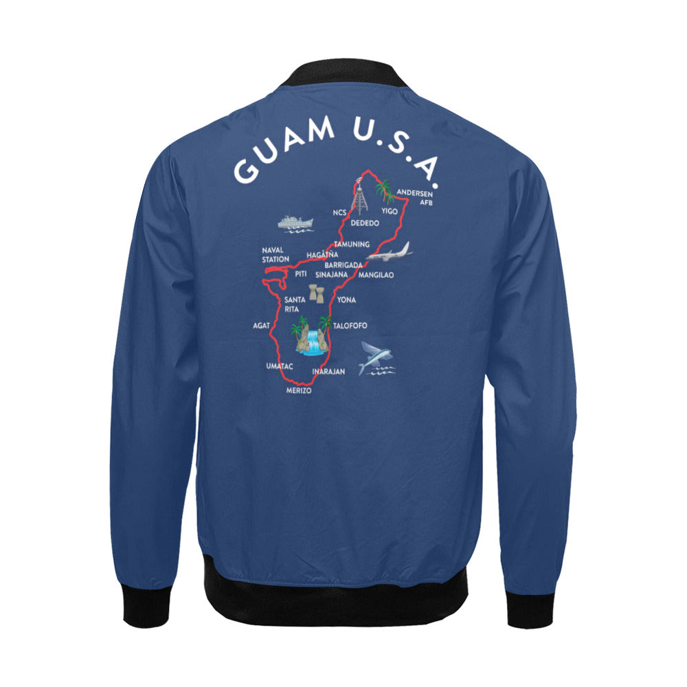 Guam Map Blue Men's Bomber Jacket Plus Size