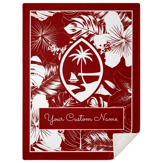 Guam Hibiscus Red Microfleece Blanket with Personalization
