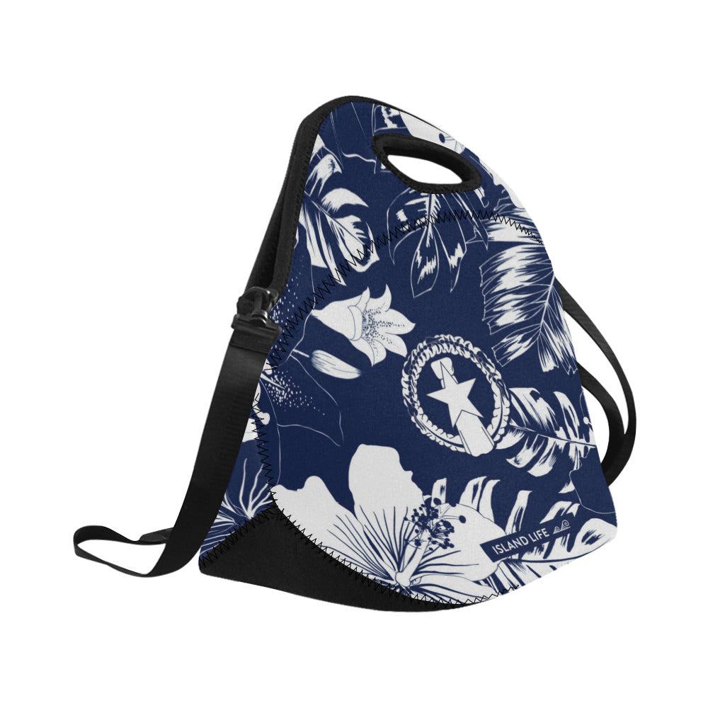 CNMI Blue Floral Neoprene Lunch Bag Large