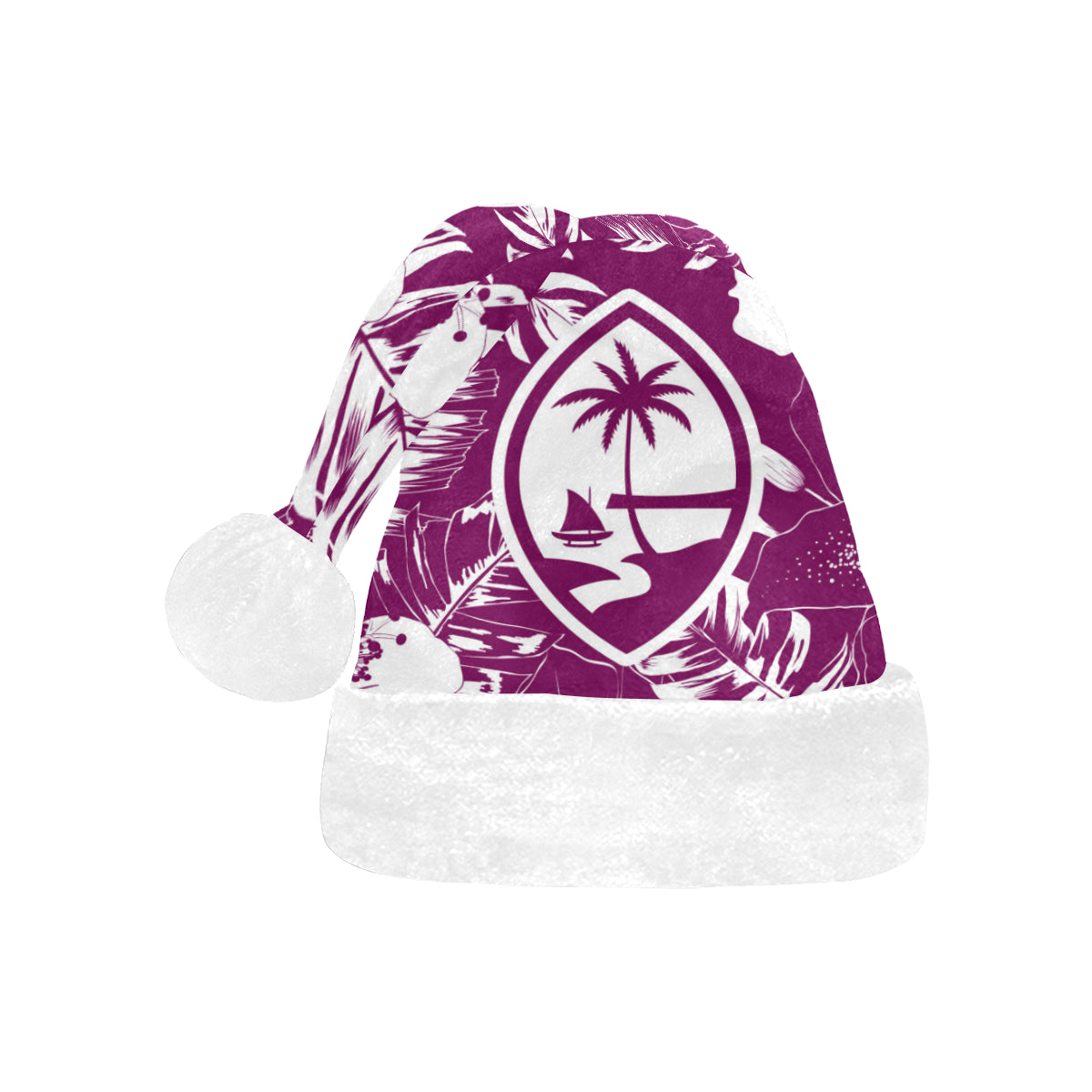 Guam Purple Hibiscus Christmas Santa Hat