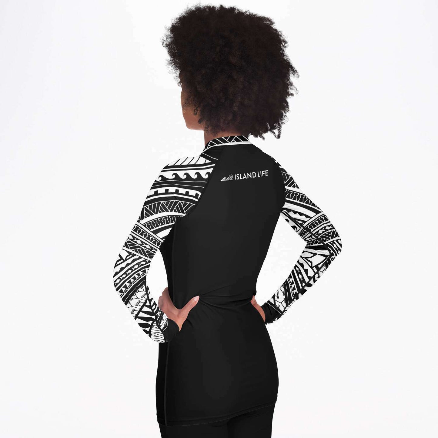 Guam Tribal Women's Black White Rashguard