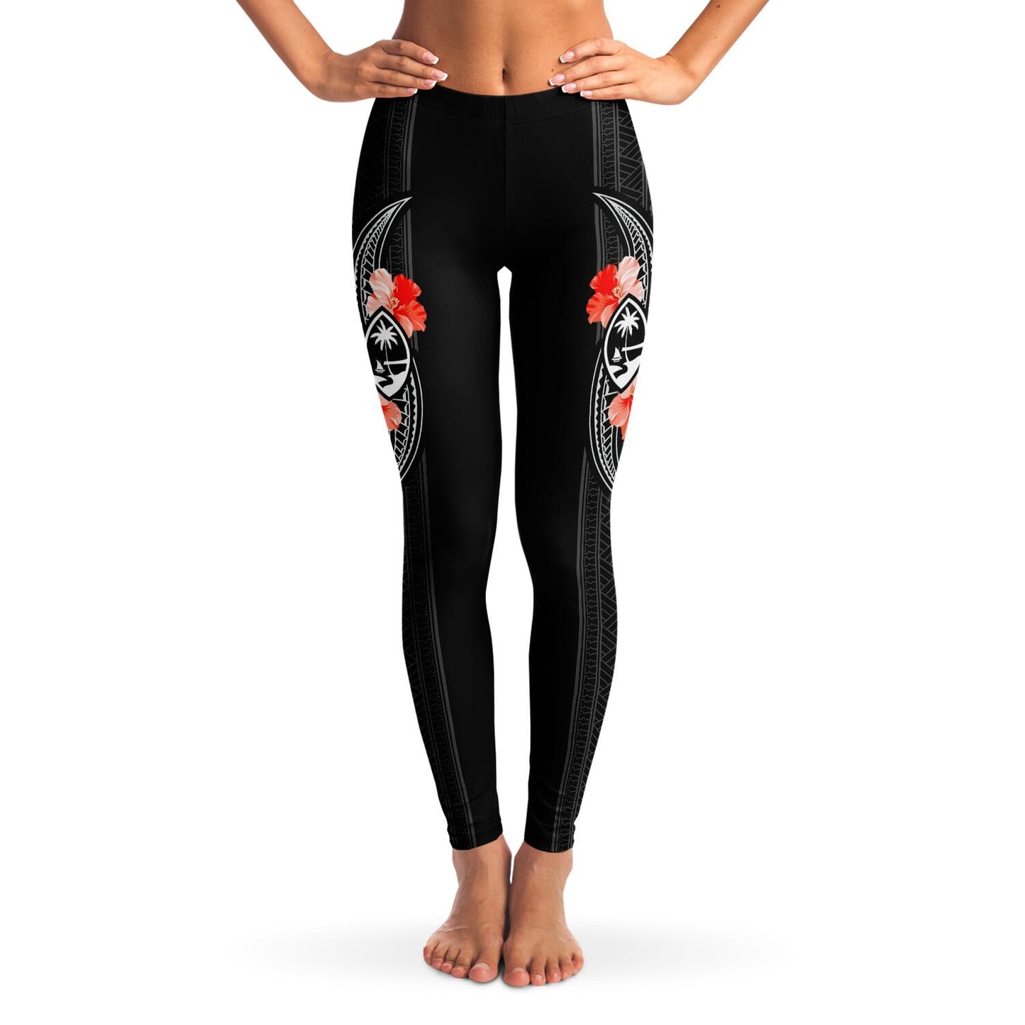 Guam Tribal Red Hibiscus Premium Leggings