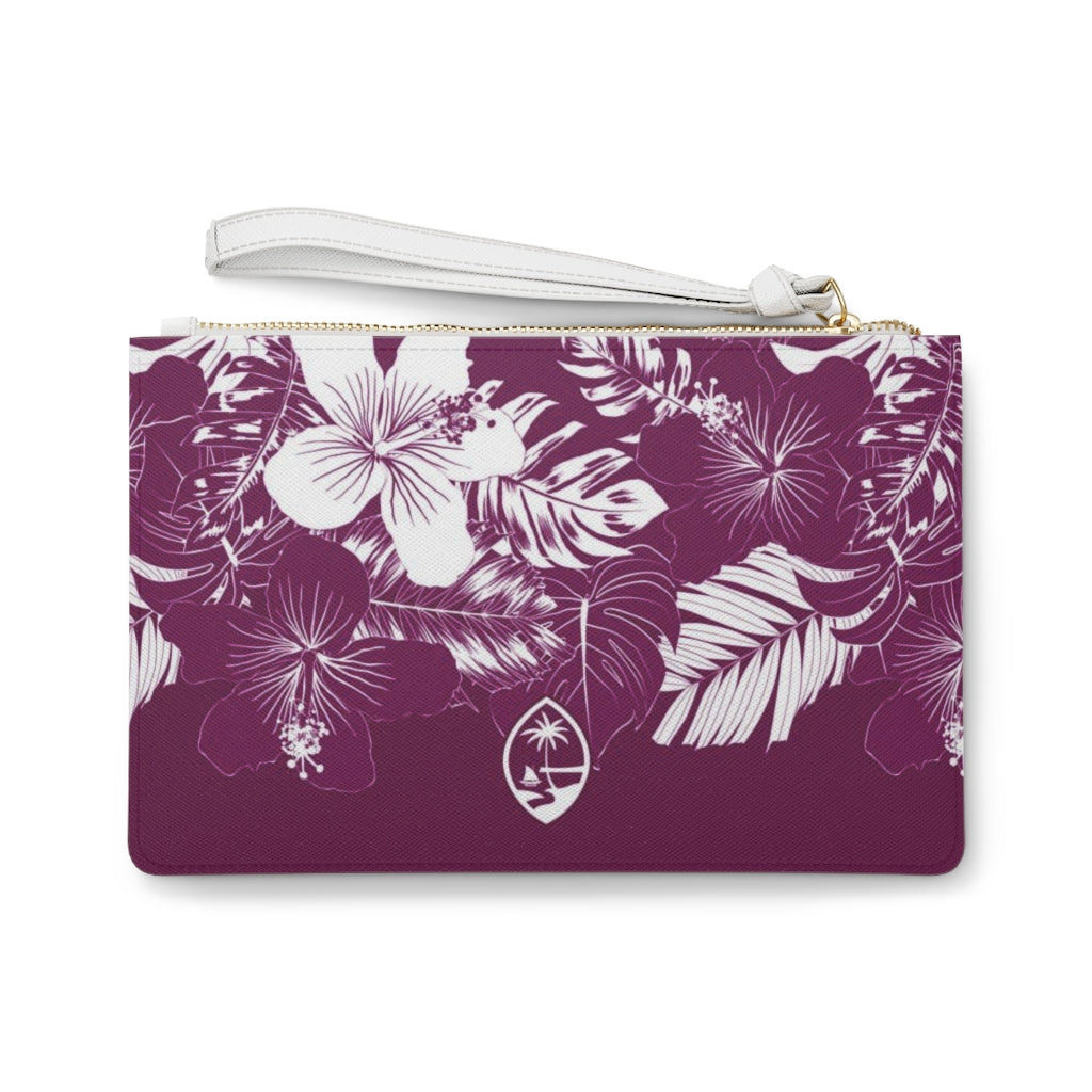 Guam Hibiscus Floral Purple Clutch Bag