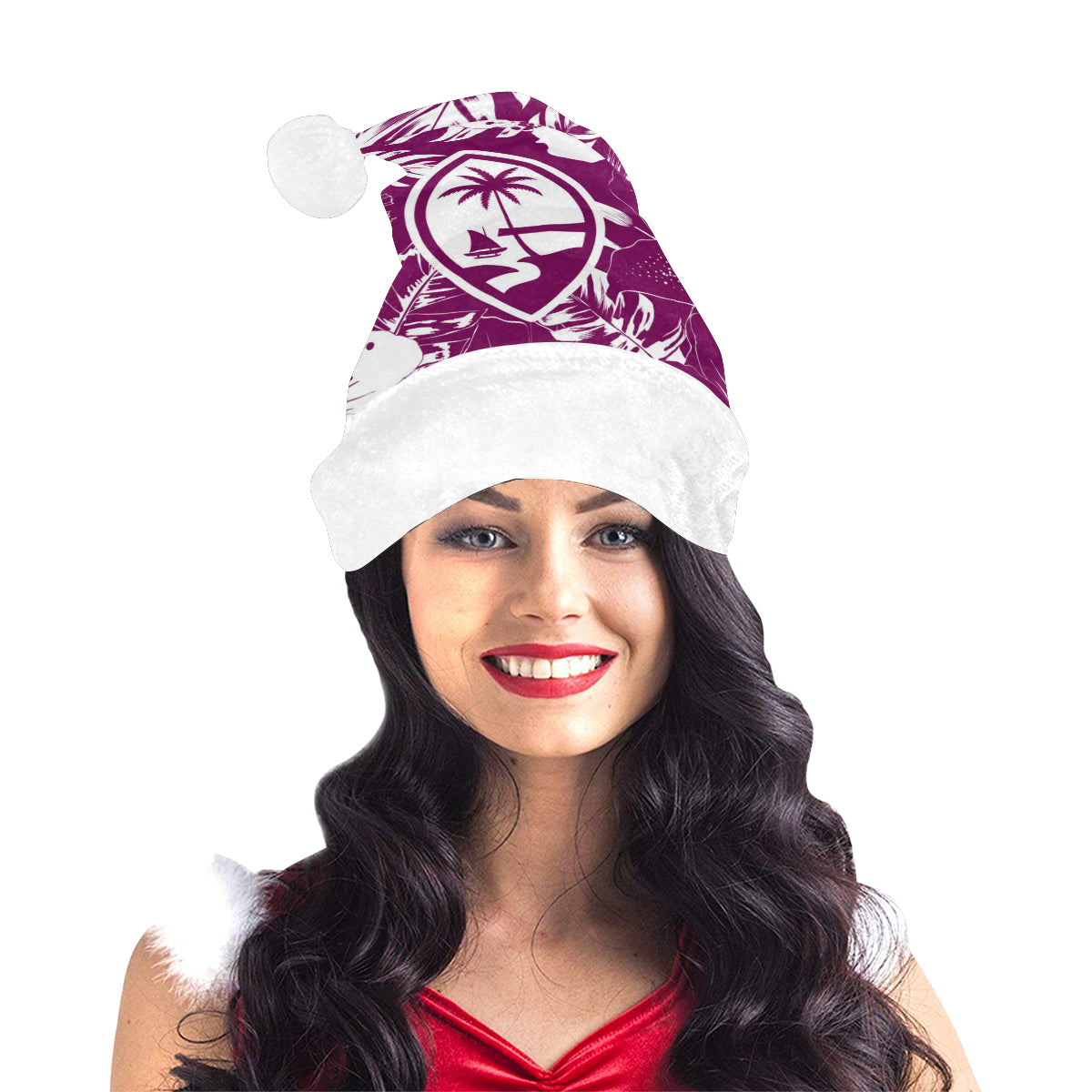 Guam Purple Hibiscus Christmas Santa Hat