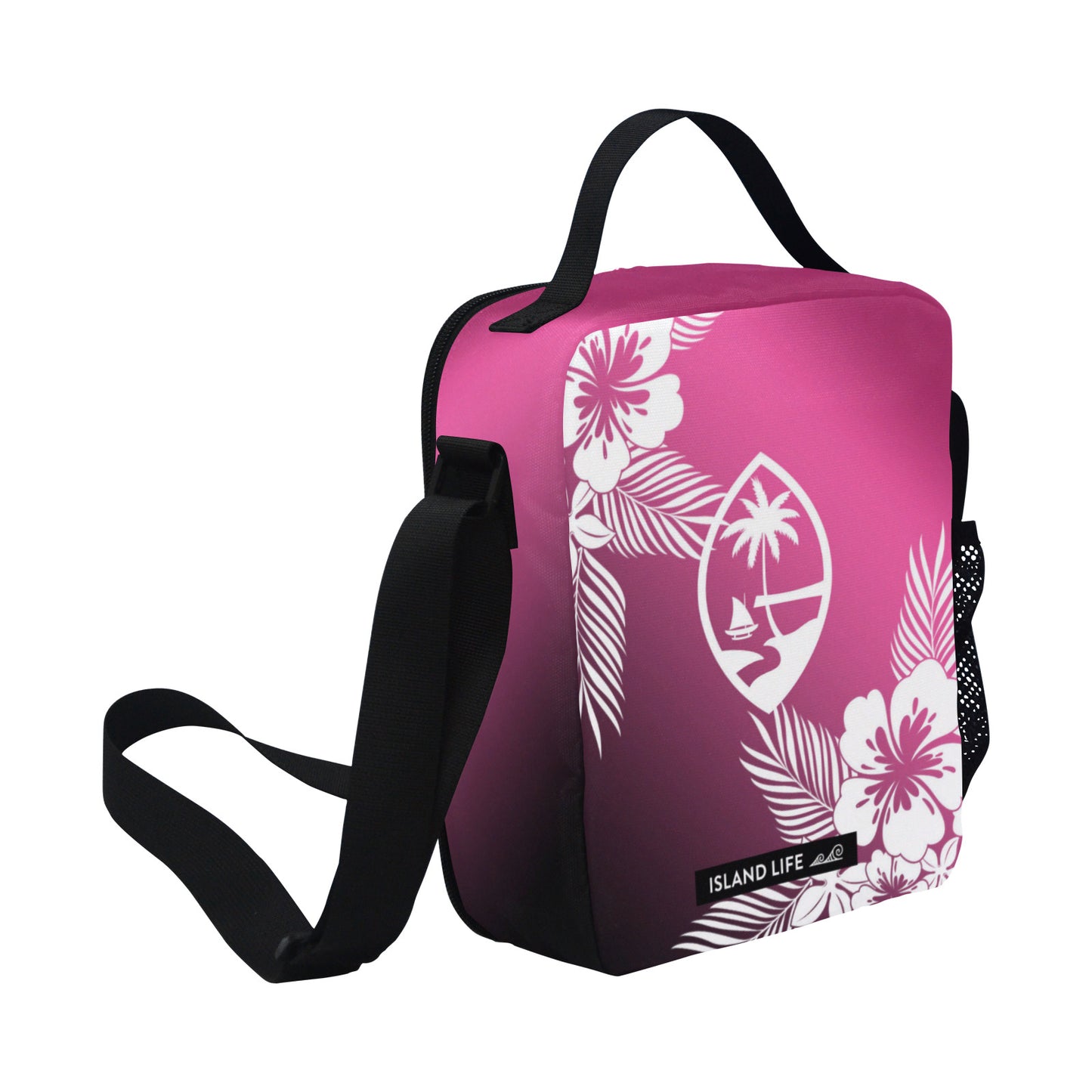 Guam Tropical Hibiscus Pink Crossbody Kids Lunch Bag