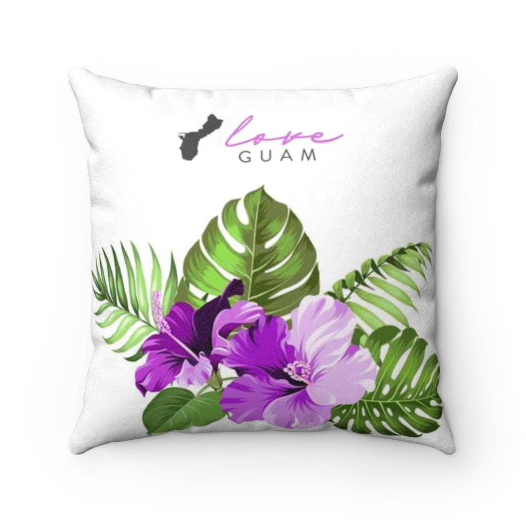 Love Guam Purple Hibiscus Faux Suede Square Pillow Case