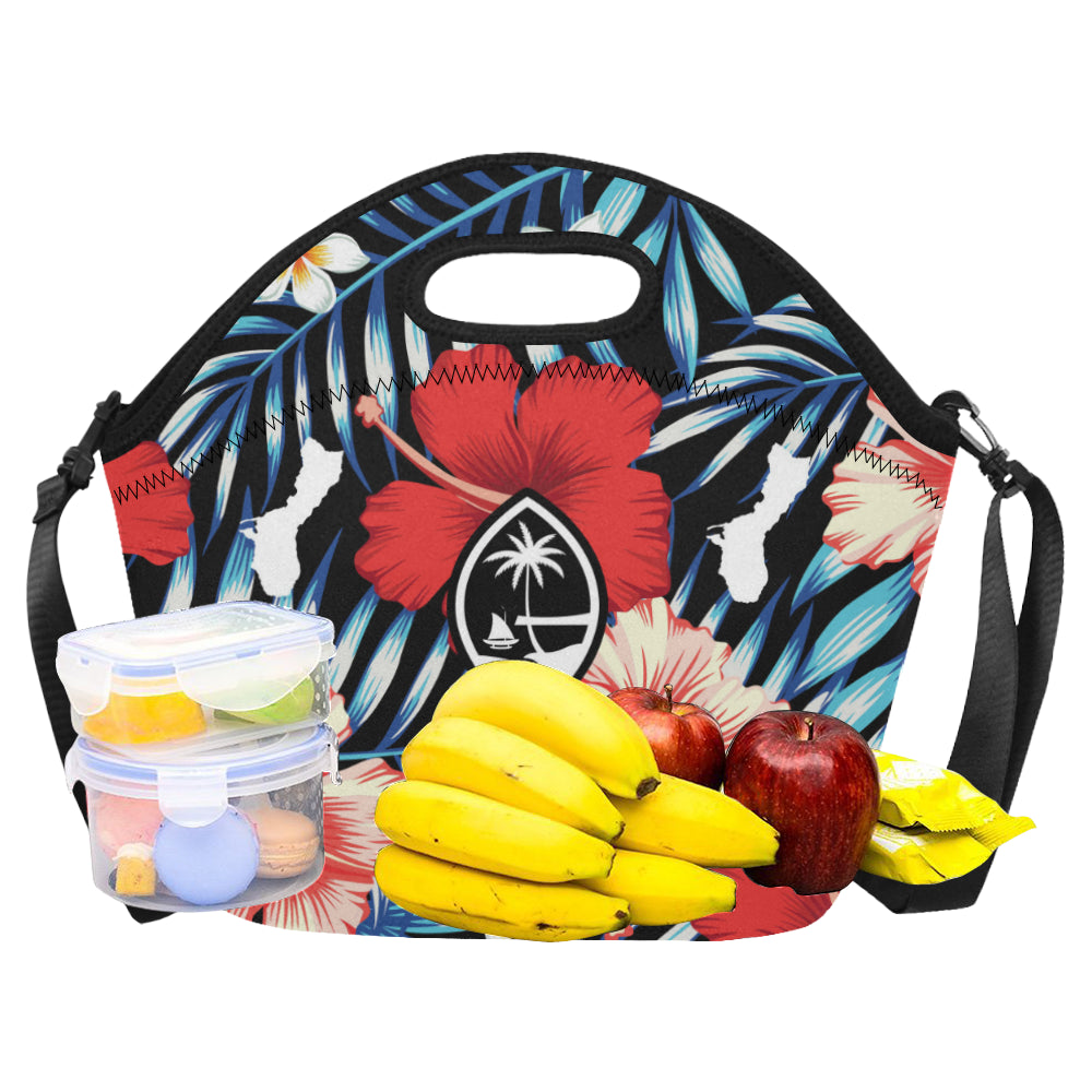 Guam Tropical Floral Neoprene Lunch Bag Large
