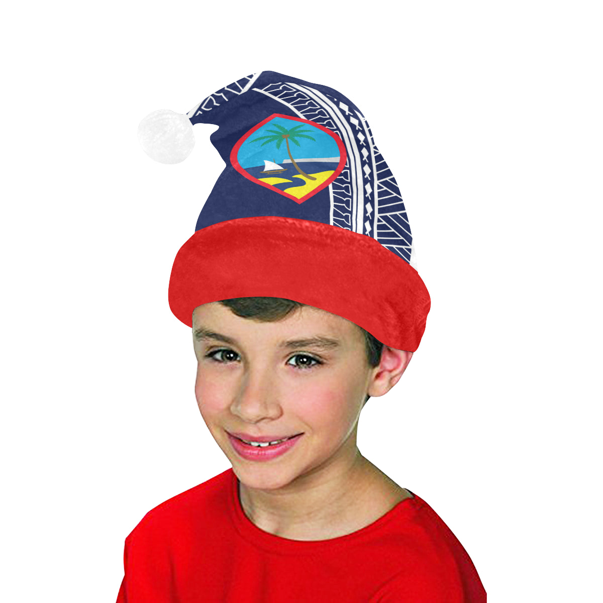 Guam Blue Tribal Santa Hat