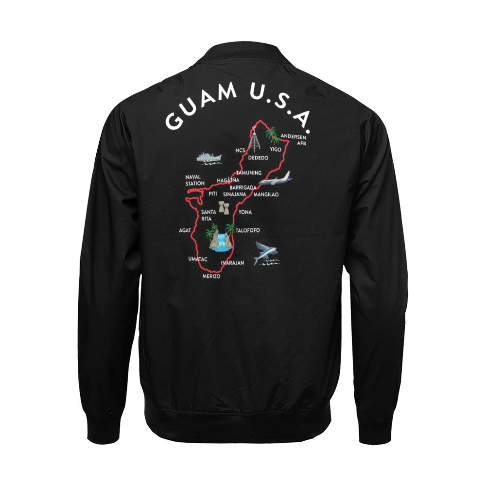 Guam Map Black Men's Bomber Jacket Plus Size