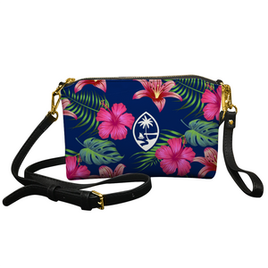 Guam Hibiscus Island Blue Small Crossbody Bag