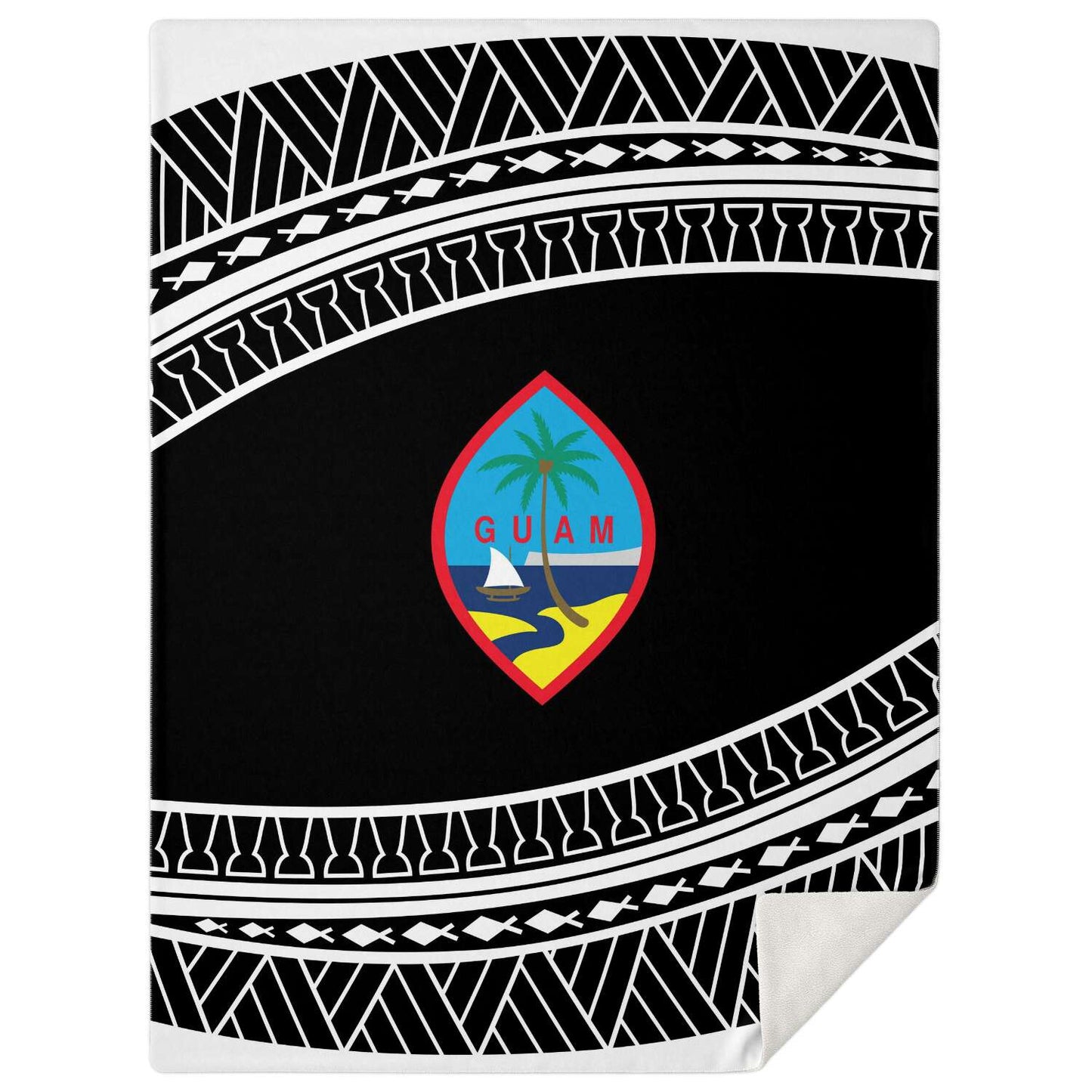 Guam Seal Tribal Black Microfleece Blanket