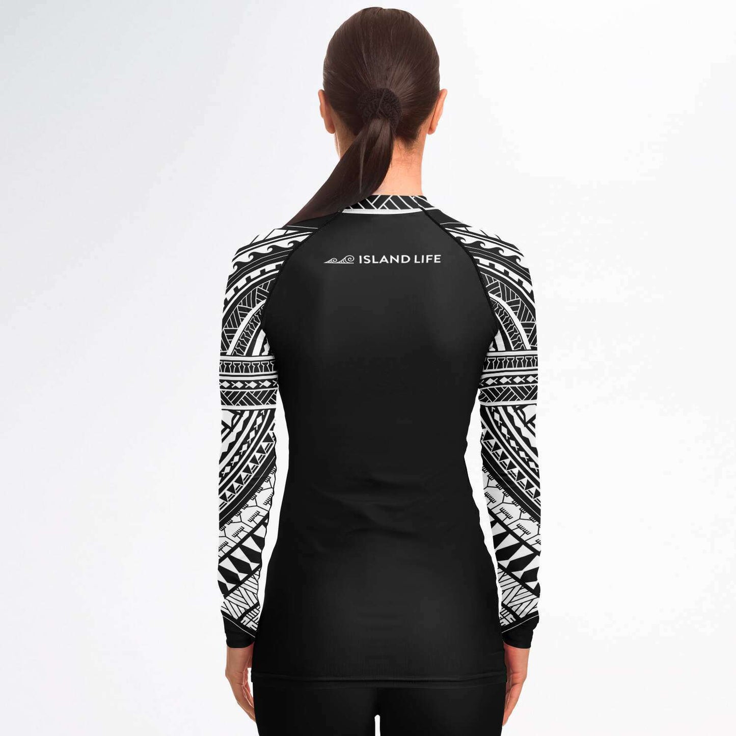 Guam Tribal Women's Black White Rashguard