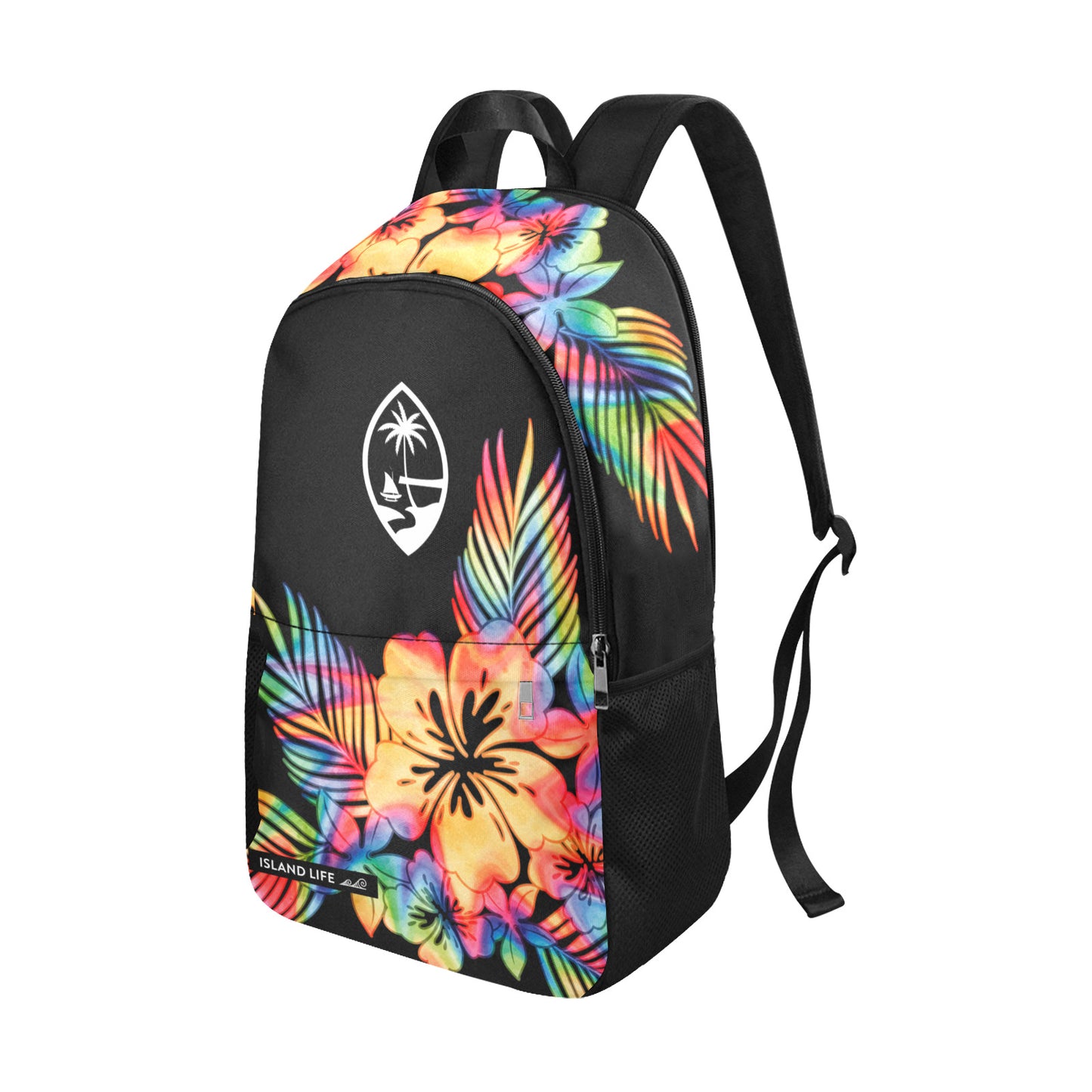 Guam Tropical Hibiscus Tie Dye Laptop Side Pockets Backpack