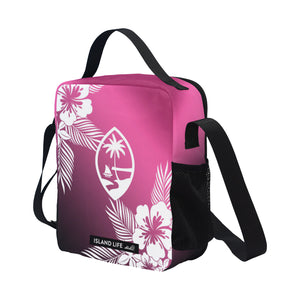 Guam Tropical Hibiscus Pink Crossbody Kids Lunch Bag