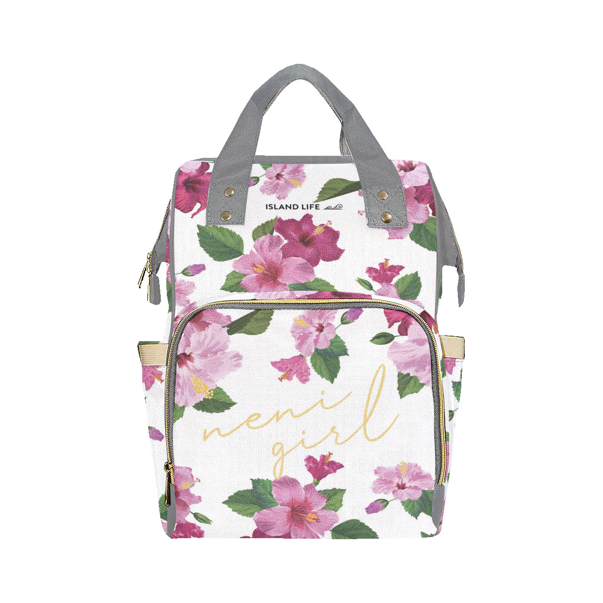 Neni Girl Fuchsia Hibiscus Guam CNMI Baby Diaper Backpack Bag