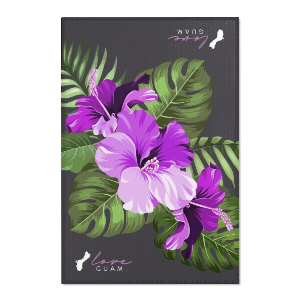 Love Guam Purple Hibiscus Area Rug