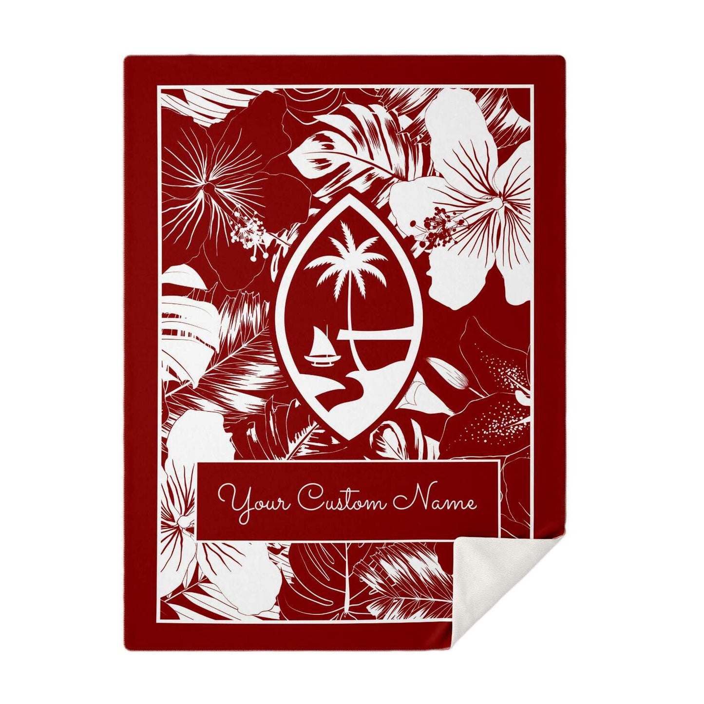 Guam Hibiscus Red Microfleece Blanket with Personalization