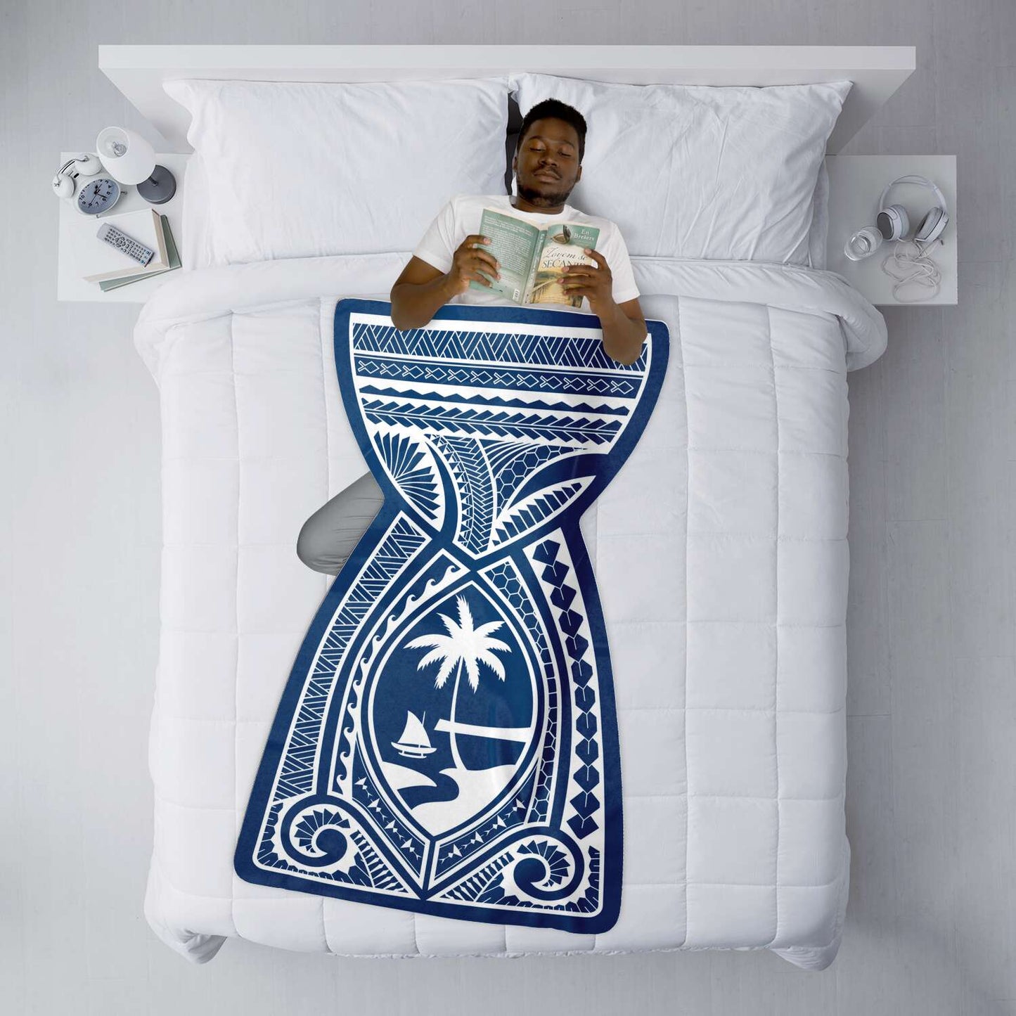 Latte Stone Guam Tribal Shaped Blue Microfleece Blanket