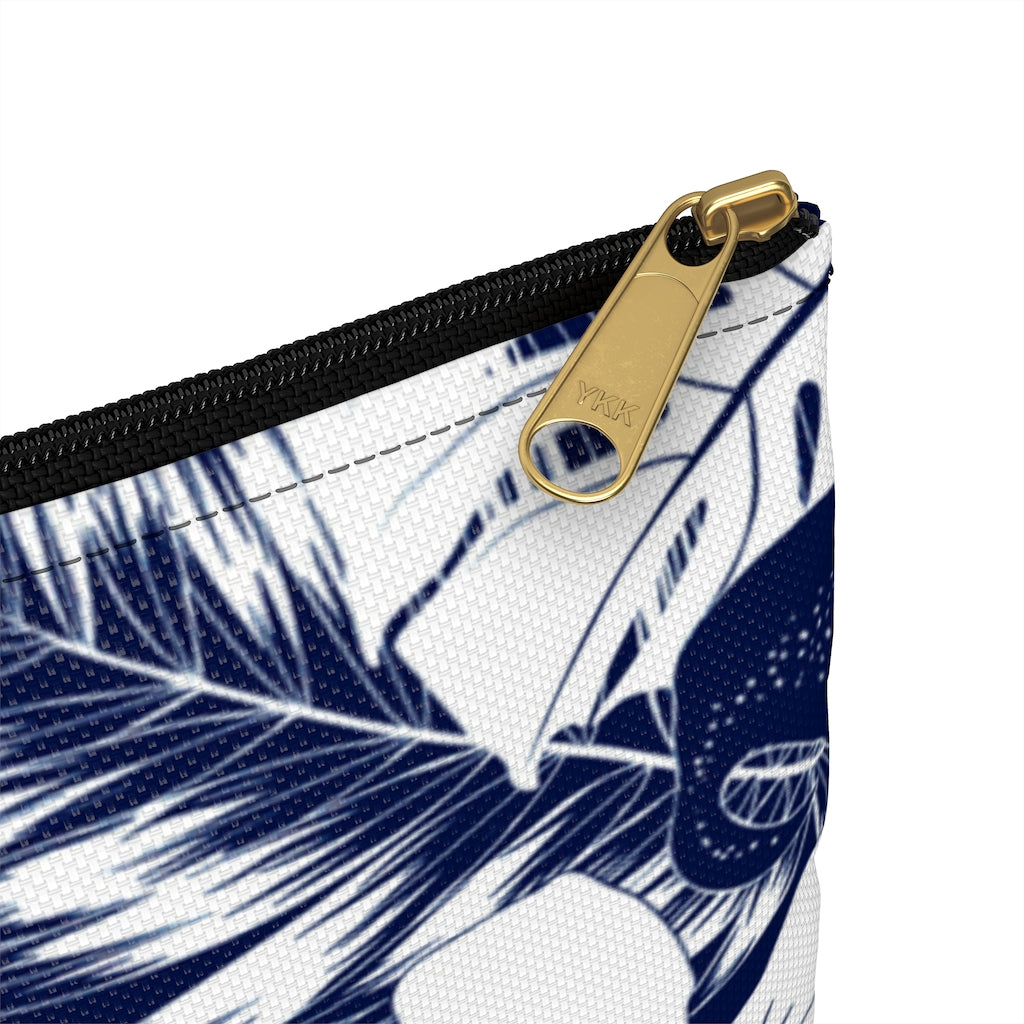 Guam CNMI Blue Floral Accessories Carry All Pouch