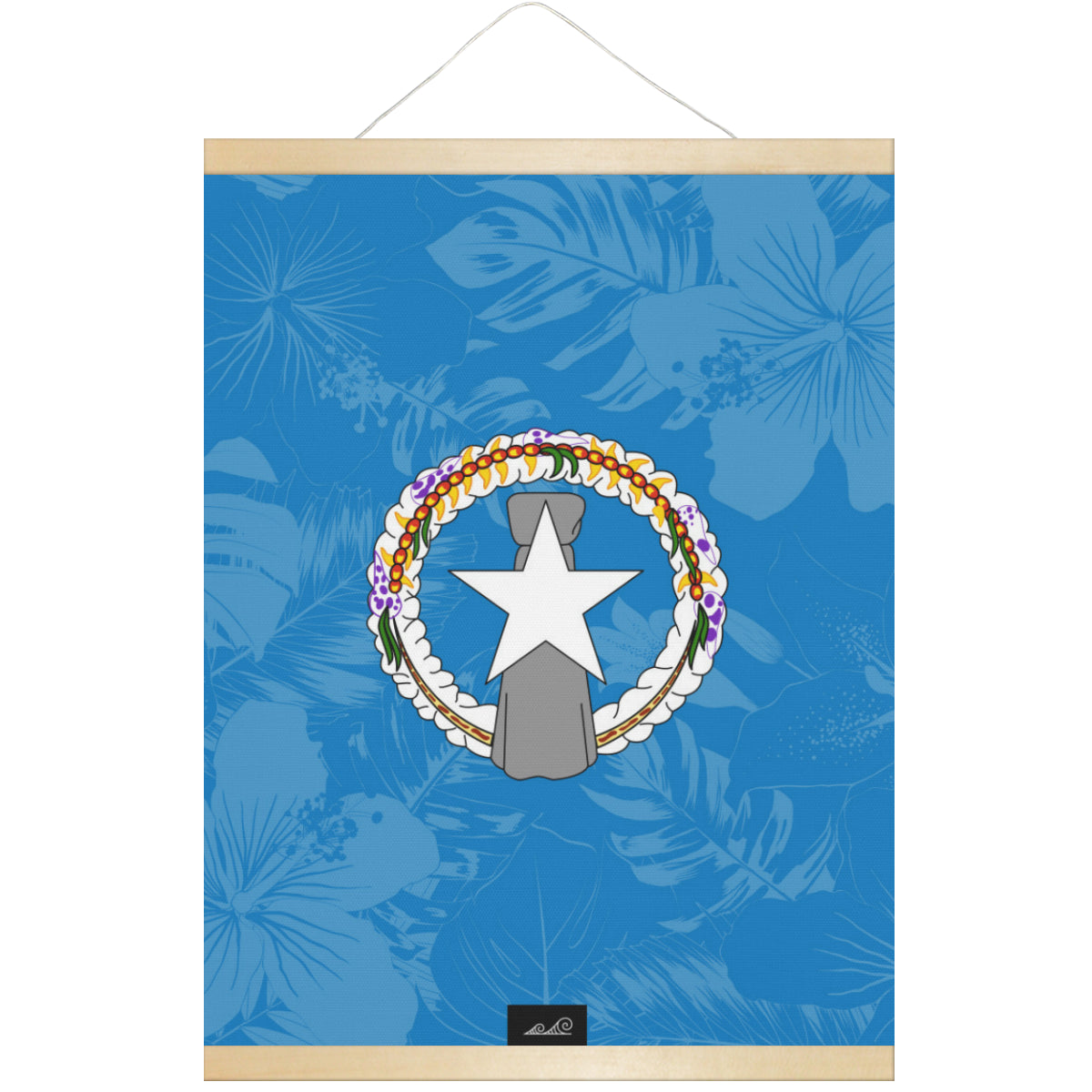 CNMI Floral Flag Hanging Canvas Poster with Wood Frame