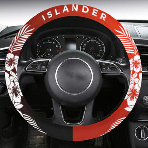 Tropical Hibiscus Islander Guam CNMI Red Steering Wheel Cover with Anti-Slip Insert