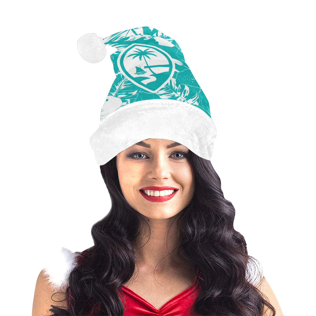 Guam Teal Hibiscus Santa Hat Santa Hat