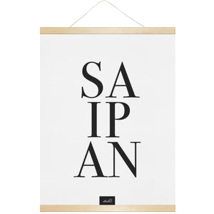 Saipan Text Hanging Canvas Poster with Wood Frame