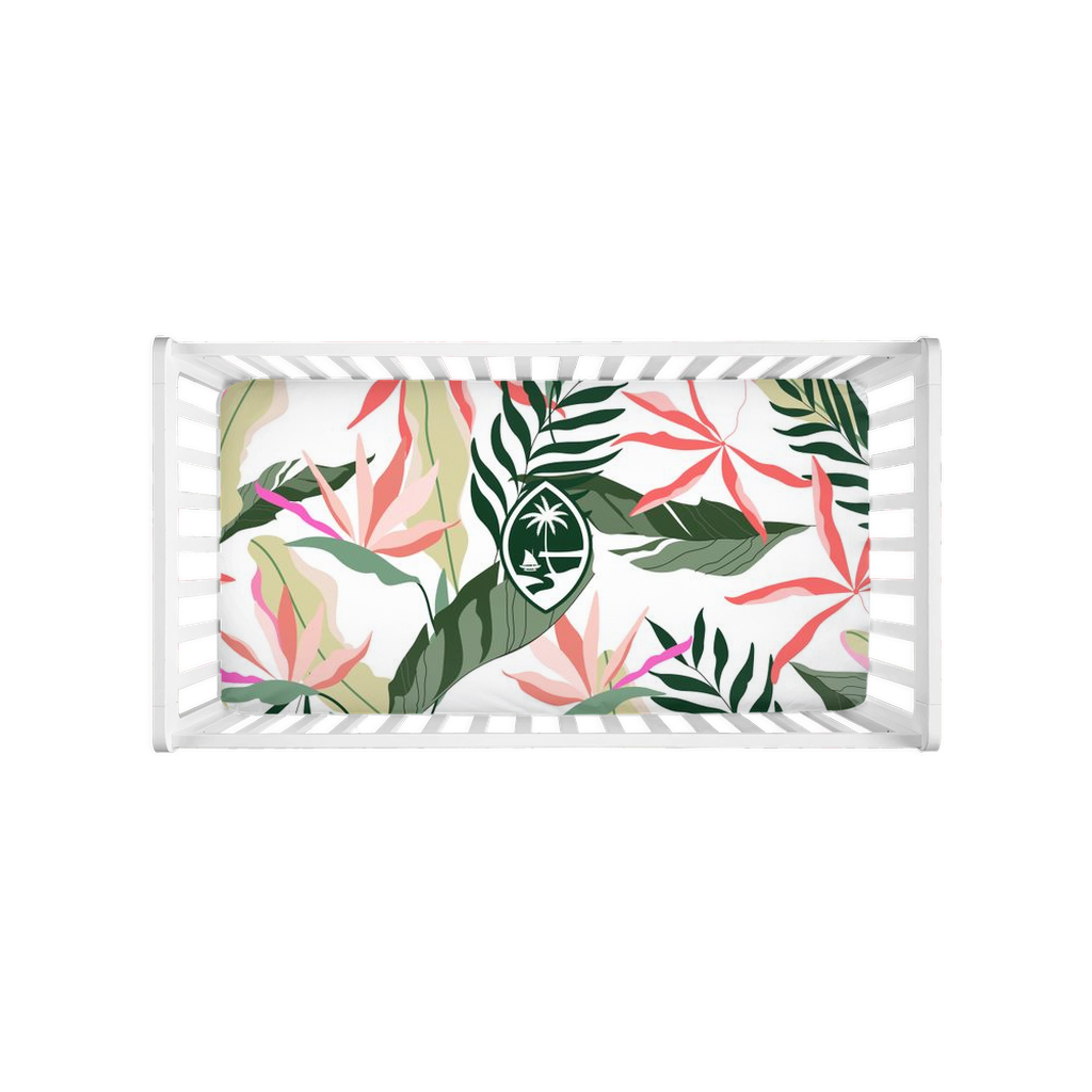 Guam White Birds of Paradise Baby Crib Sheet