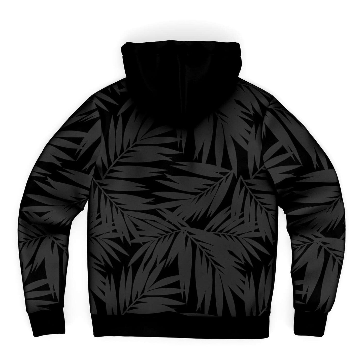 Hafa Adai Coconut Leaves Guam CNMI Black Microfleece Hoodie Jacket