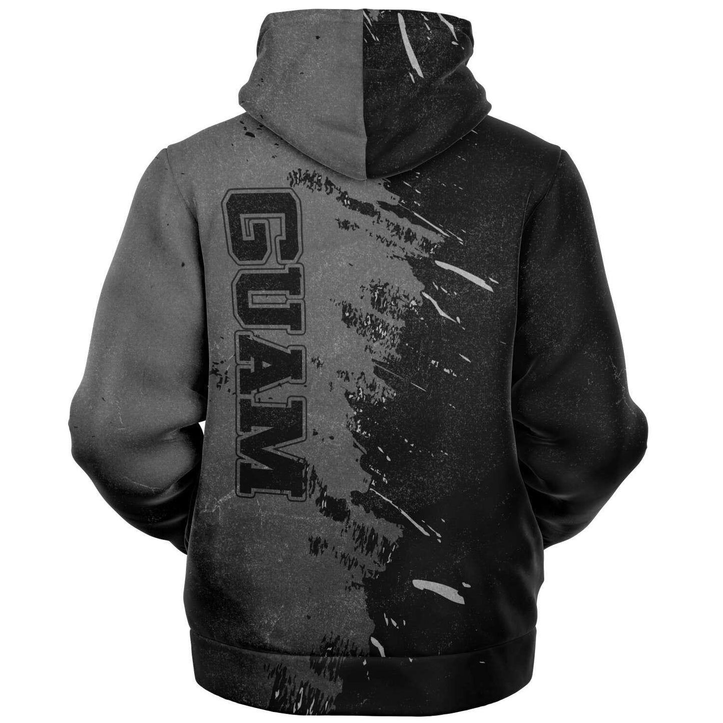 Guam Gray Brush Stroke Microfleece Hoodie Jacket