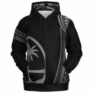 Tribal Guam Black Zip Hoodie Jacket